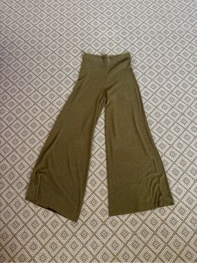 Zara Olive Green Knit Wide-Leg Pants